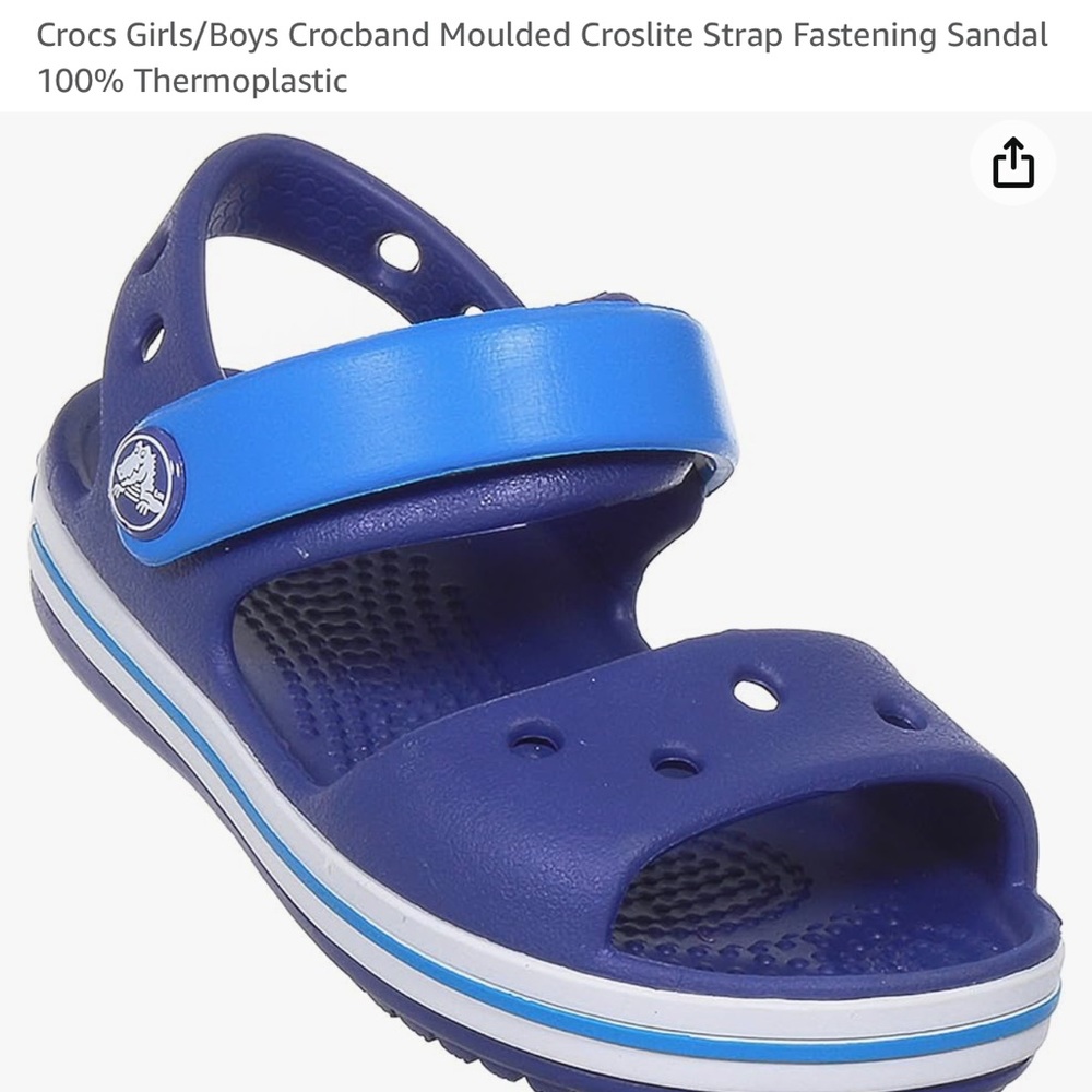 NWOB- Crocs Girls/Boys Crocband Moulded Croslite Strap Fastening Sandal sz 11